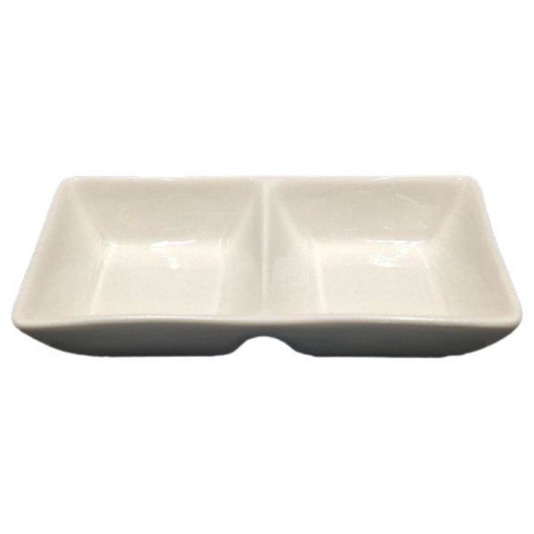 PD1239-COUPELLE 2 COMPARTIMENTS EN PORCELAINE BLANC D 13 CM