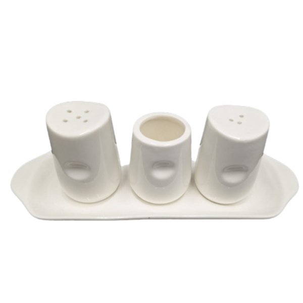 PD2049-SALIERE POIVRIER PORTE CURDENT EN PORCELAINE BLANC