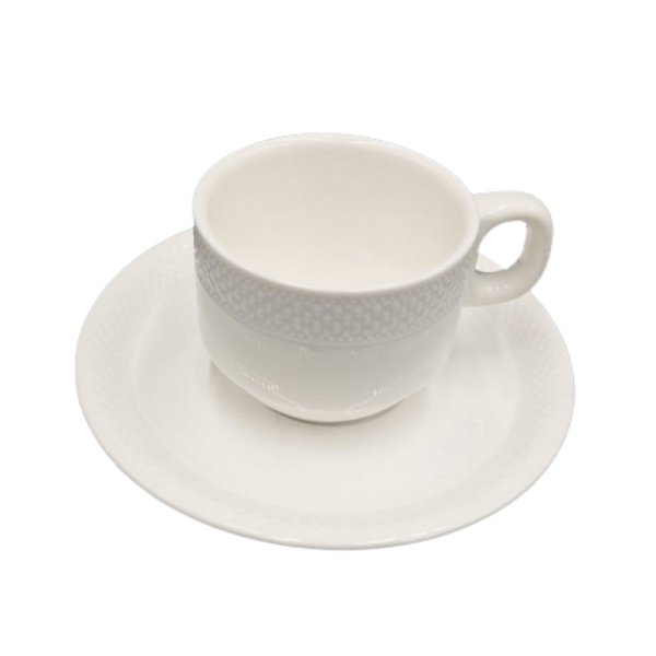 PD3071-125ML-TASSE + SOUS TASSE EN PORCELAINE BLANC DIAMANT PAQUET DE 6