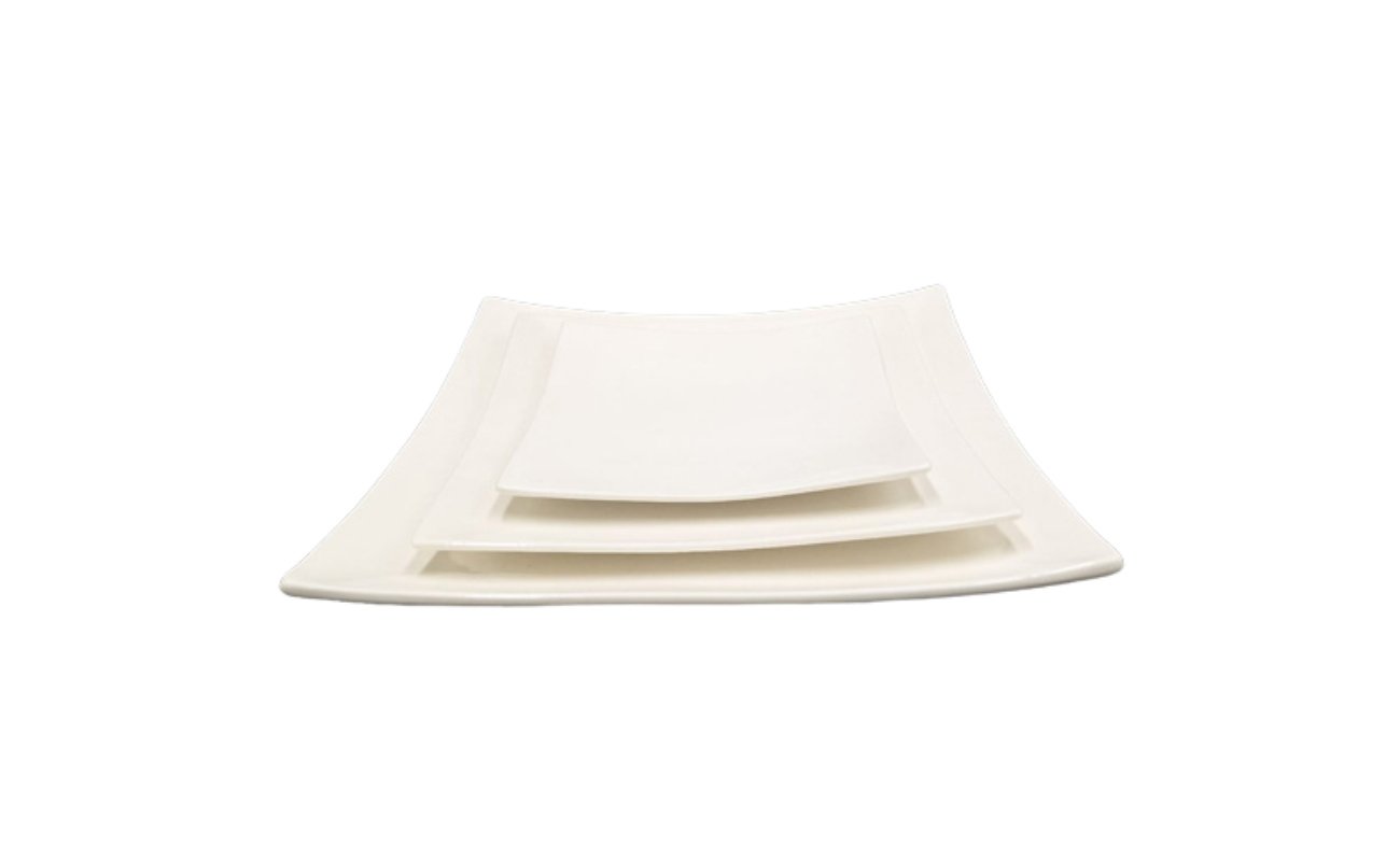 PD3622-25-ASSIETTE PLAT CARRE EN PORCELAINE BLANC D 25x25 CM